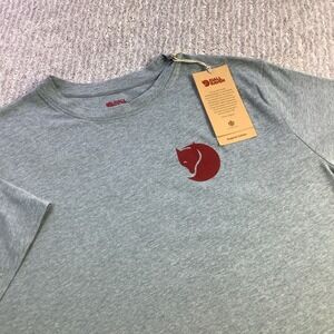 Fjallraven Fox Boxy Logo Tee Women XL Grey Organic Cotton T-Shirt NWT